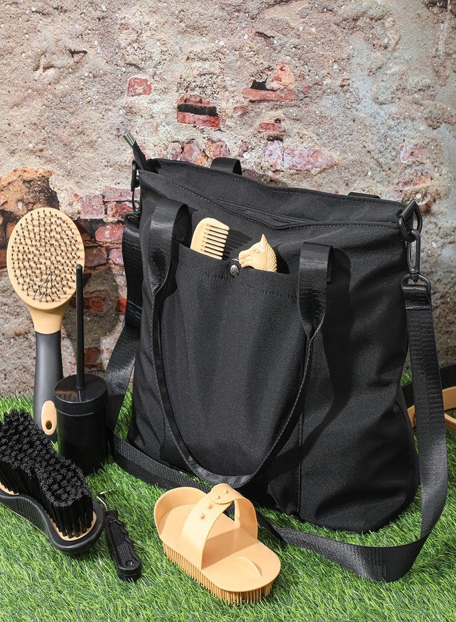 Abbylike 15 Pieces Horse Grooming Kit with Organizer Tote Bag Tack Room Supplies Horse Brush Sets Care Equine Cleaning Kit Shedding Grooming Massaging Tools(Black) - Image 4